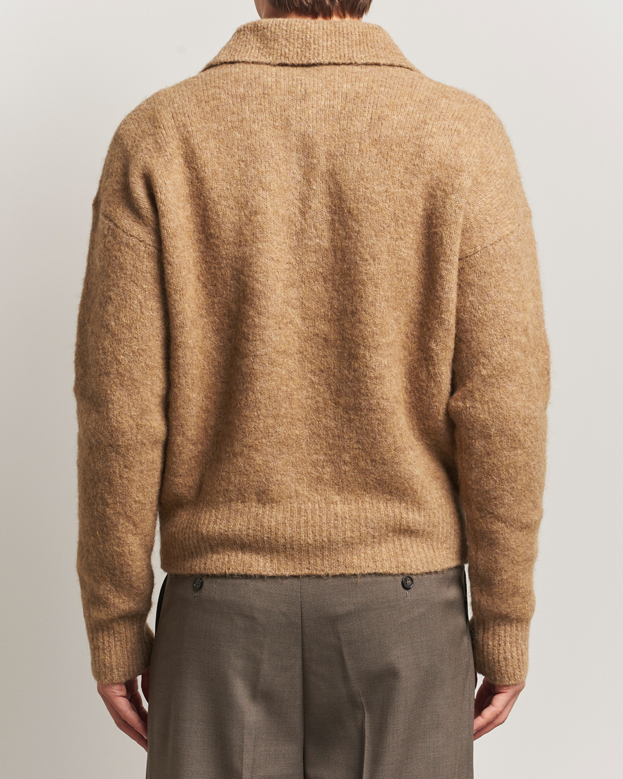 Homme | Pulls Et Tricots | AMI | Signature Alpaca Knitted Polo Camel