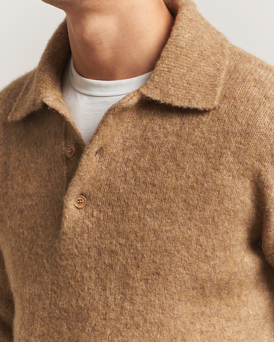 Homme | Pulls Et Tricots | AMI | Signature Alpaca Knitted Polo Camel