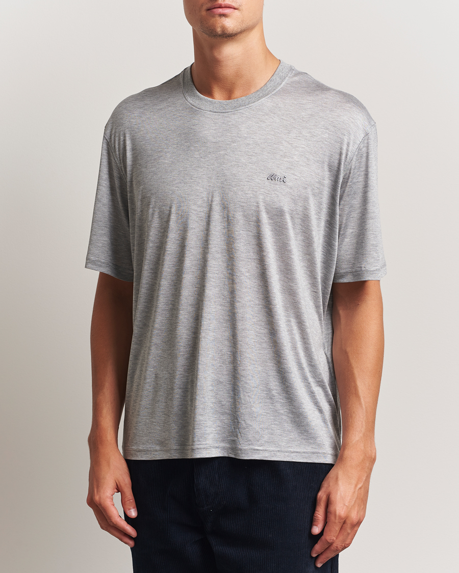 Homme | T-shirts | AMI | Signature Logo Mercerized T-Shirt Light Grey Melange