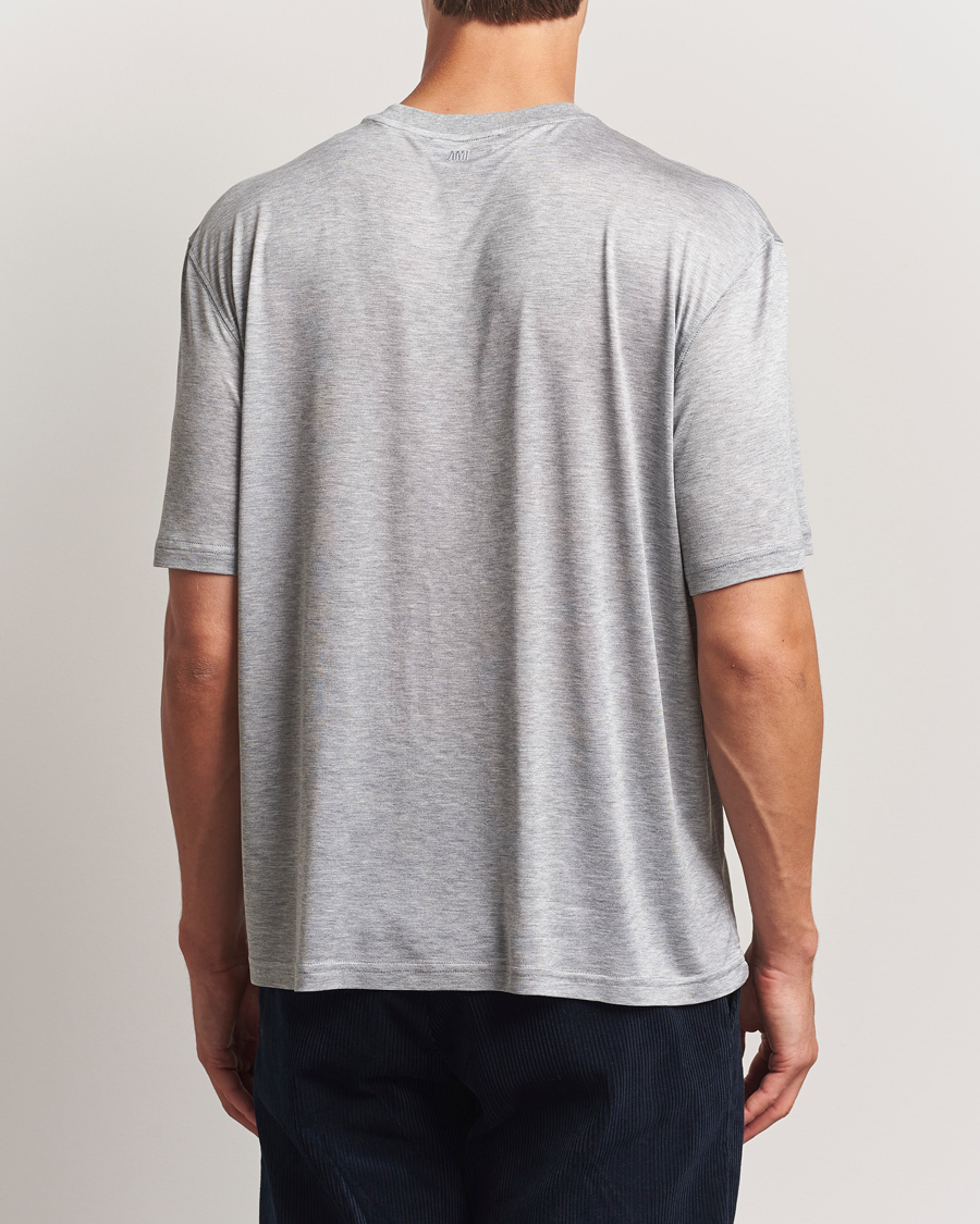 Homme | T-shirts | AMI | Signature Logo Mercerized T-Shirt Light Grey Melange