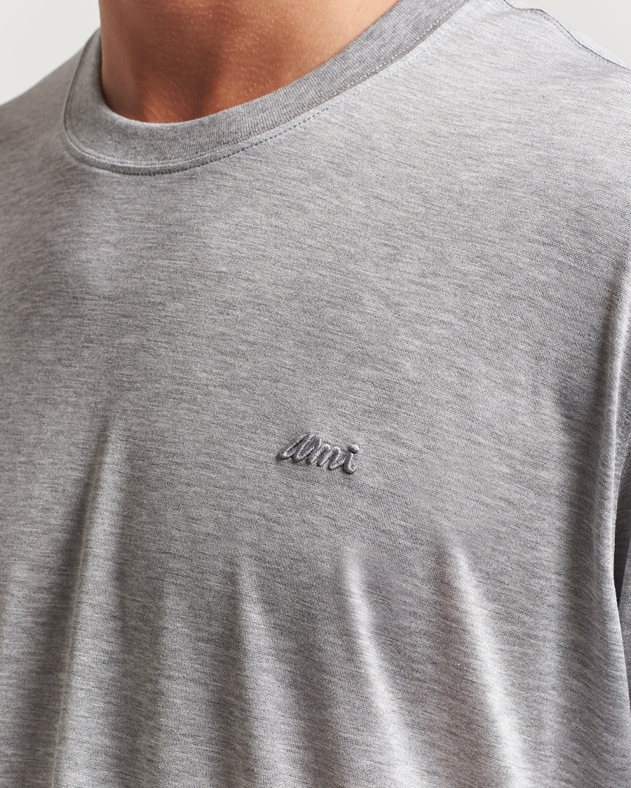 Homme | T-shirts | AMI | Signature Logo Mercerized T-Shirt Light Grey Melange