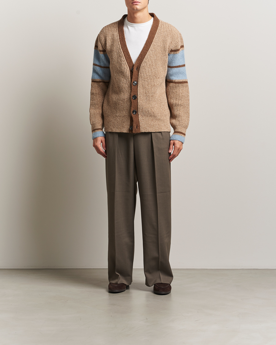 Homme | Pulls Et Tricots | AMI | Ribbed Wool Knitted Cardigan Camel