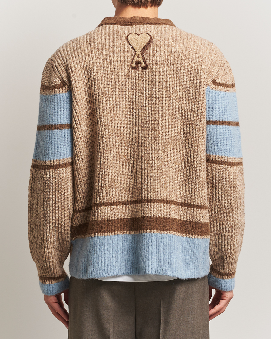 Homme | Pulls Et Tricots | AMI | Ribbed Wool Knitted Cardigan Camel