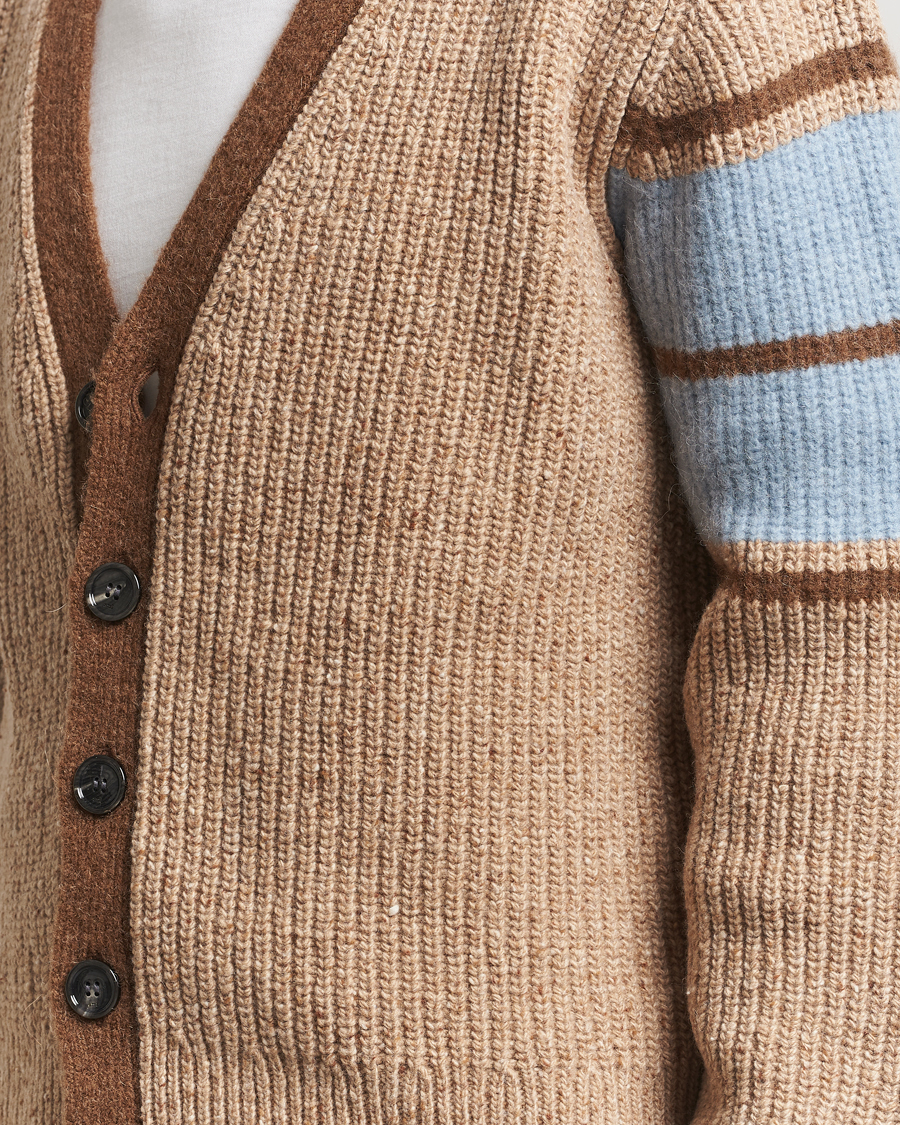 Homme | Pulls Et Tricots | AMI | Ribbed Wool Knitted Cardigan Camel