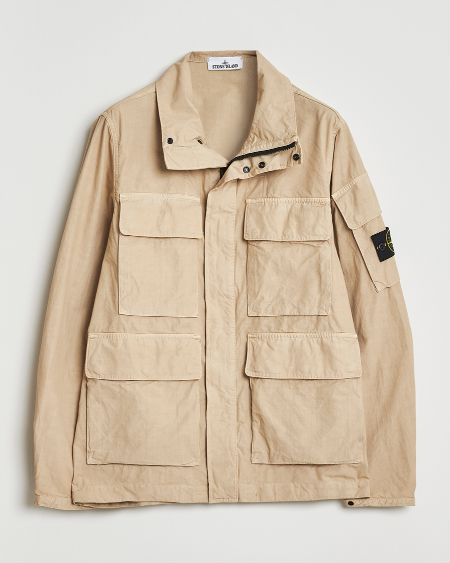 Homme | Manteaux Et Vestes | Stone Island | Canvas Weave Cotton Field Jacket Beige