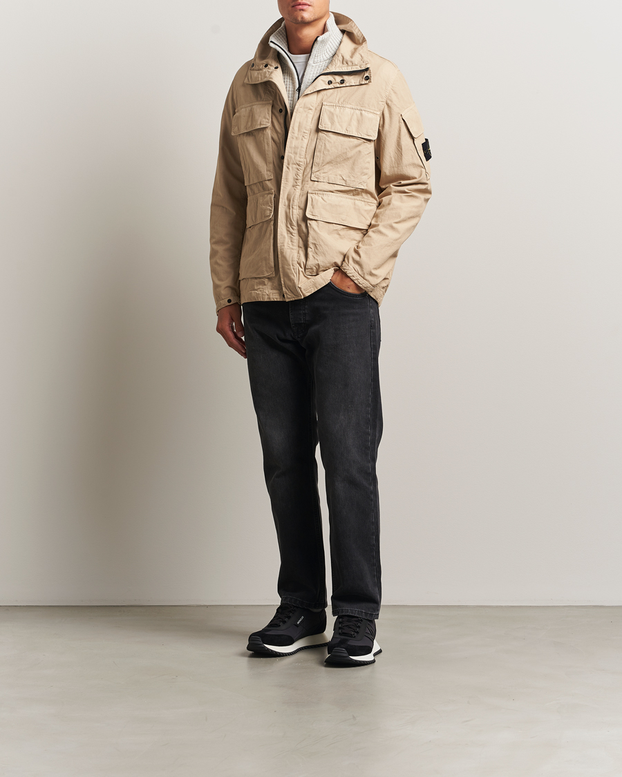 Homme | Manteaux Et Vestes | Stone Island | Canvas Weave Cotton Field Jacket Beige