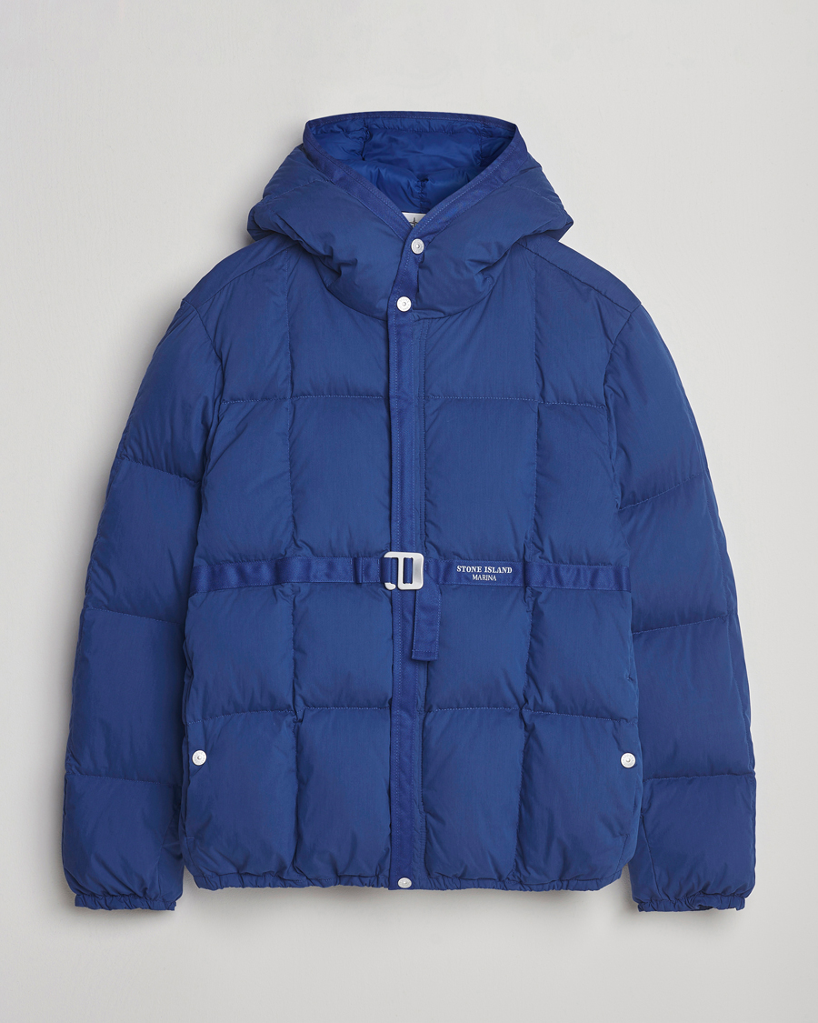 Homme | Manteaux Et Vestes | Stone Island | Marina Cotton/Nylon Tela Down Jacket Bright Blue
