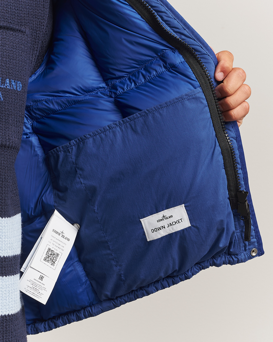 Homme | Manteaux Et Vestes | Stone Island | Marina Cotton/Nylon Tela Down Jacket Bright Blue