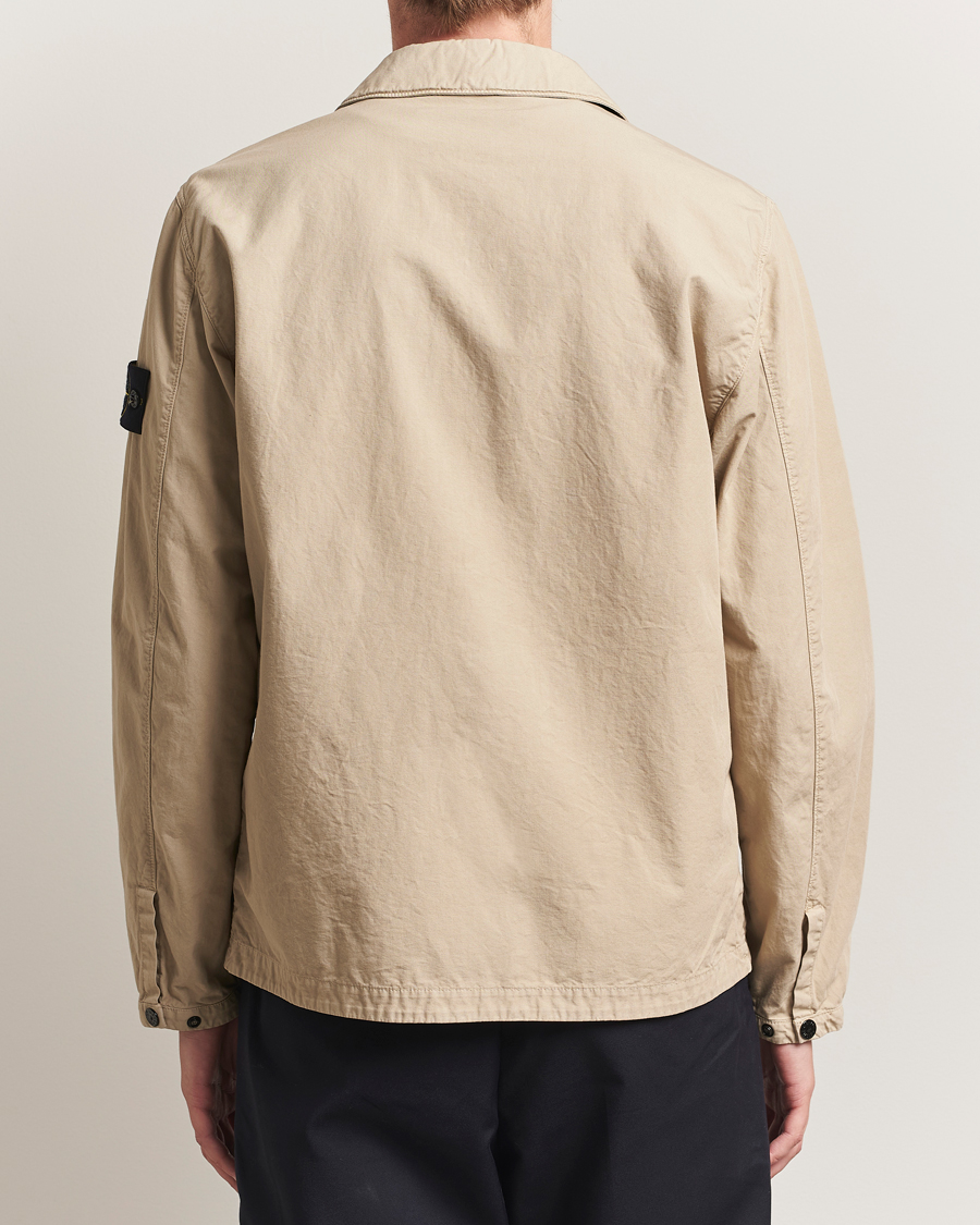 Homme | Chemises | Stone Island | Garment Dyed Organic Cotton Zip Overshirt Beige