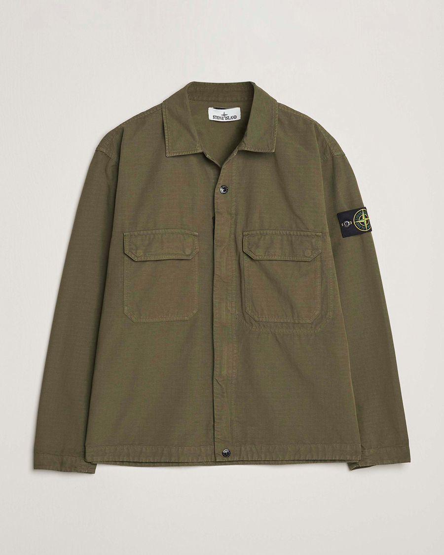 Homme | Chemises | Stone Island | Organic Cotton Ripstop Overshirt Military Green