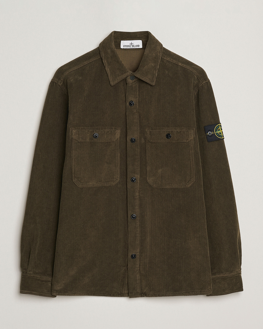 Homme | Chemises | Stone Island | Organic Cotton Cord Overshirt Military Green
