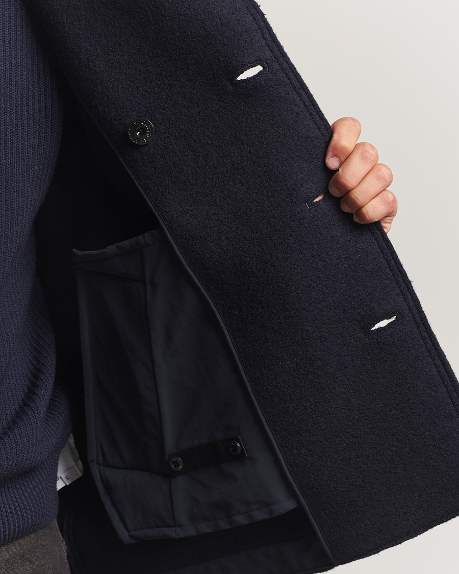 Homme | Manteaux Et Vestes | Stone Island | Double Breasted Felted Wool Peacoat Navy
