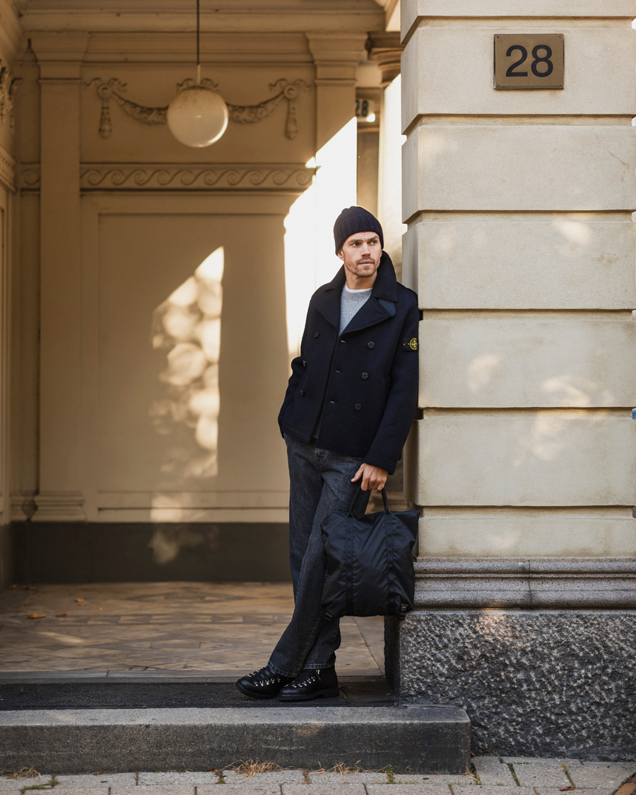 Homme | Manteaux Et Vestes | Stone Island | Double Breasted Felted Wool Peacoat Navy