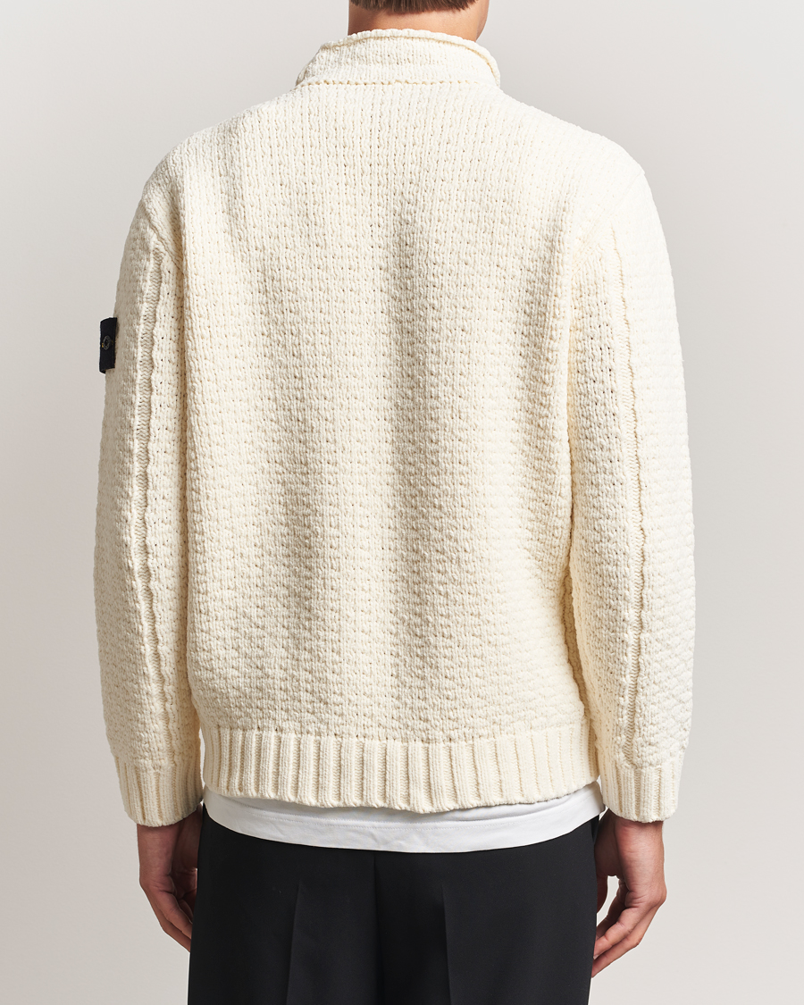 Homme | Pulls Et Tricots | Stone Island | Cotton Chenille Knitted Mock Neck Ivory