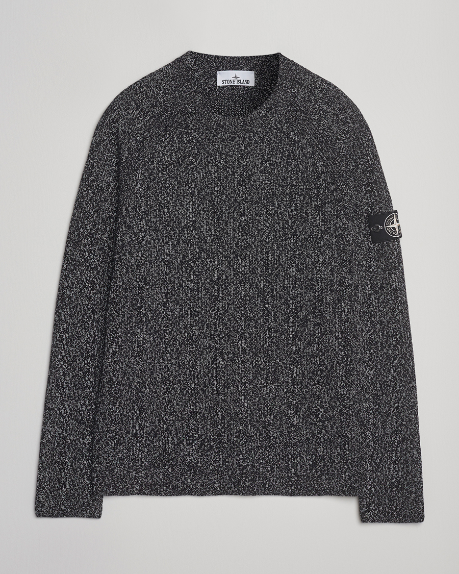 Homme | Pulls Et Tricots | Stone Island | Reflective Cotton Knit Crew Neck Black Melange