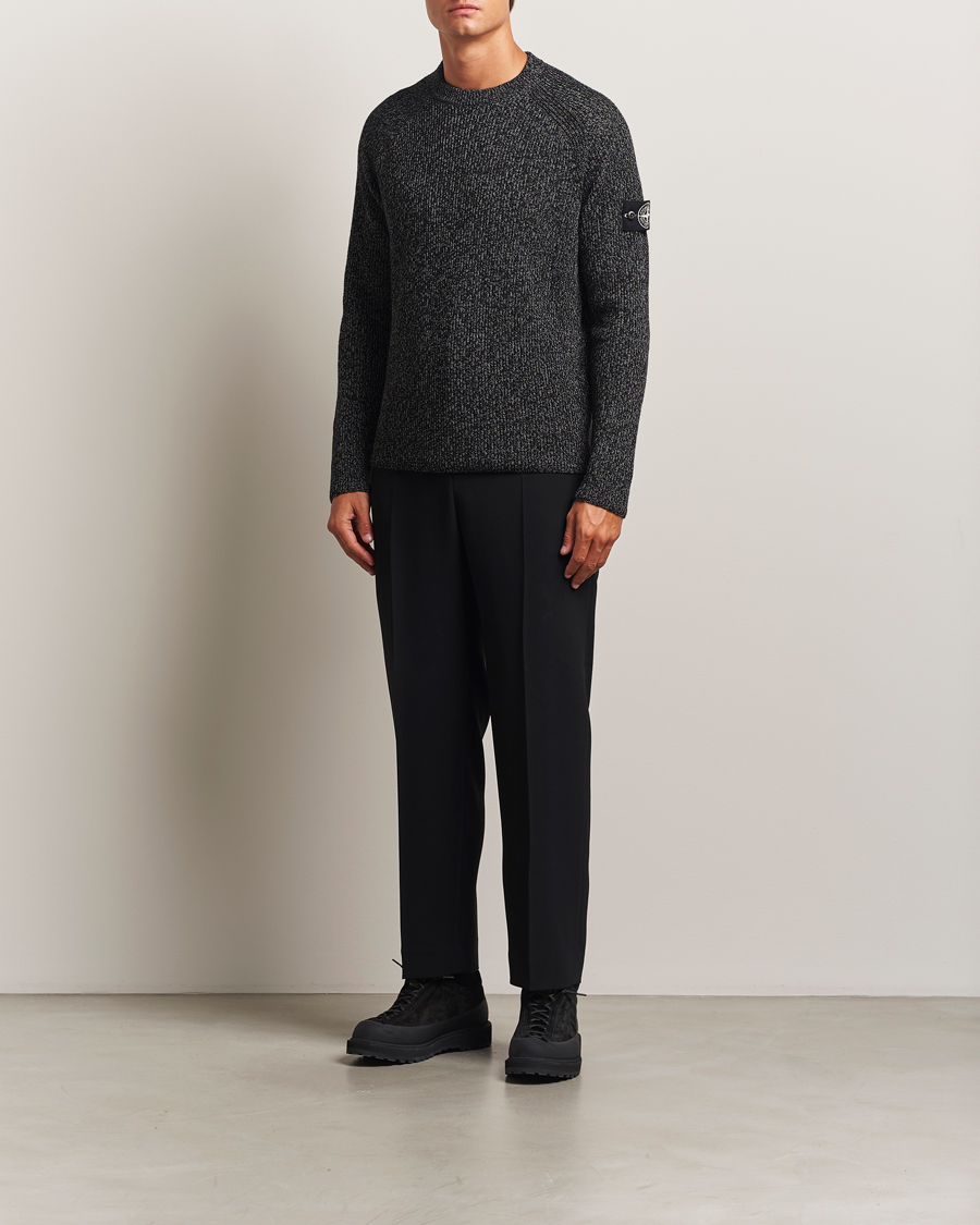Homme | Pulls Et Tricots | Stone Island | Reflective Cotton Knit Crew Neck Black Melange