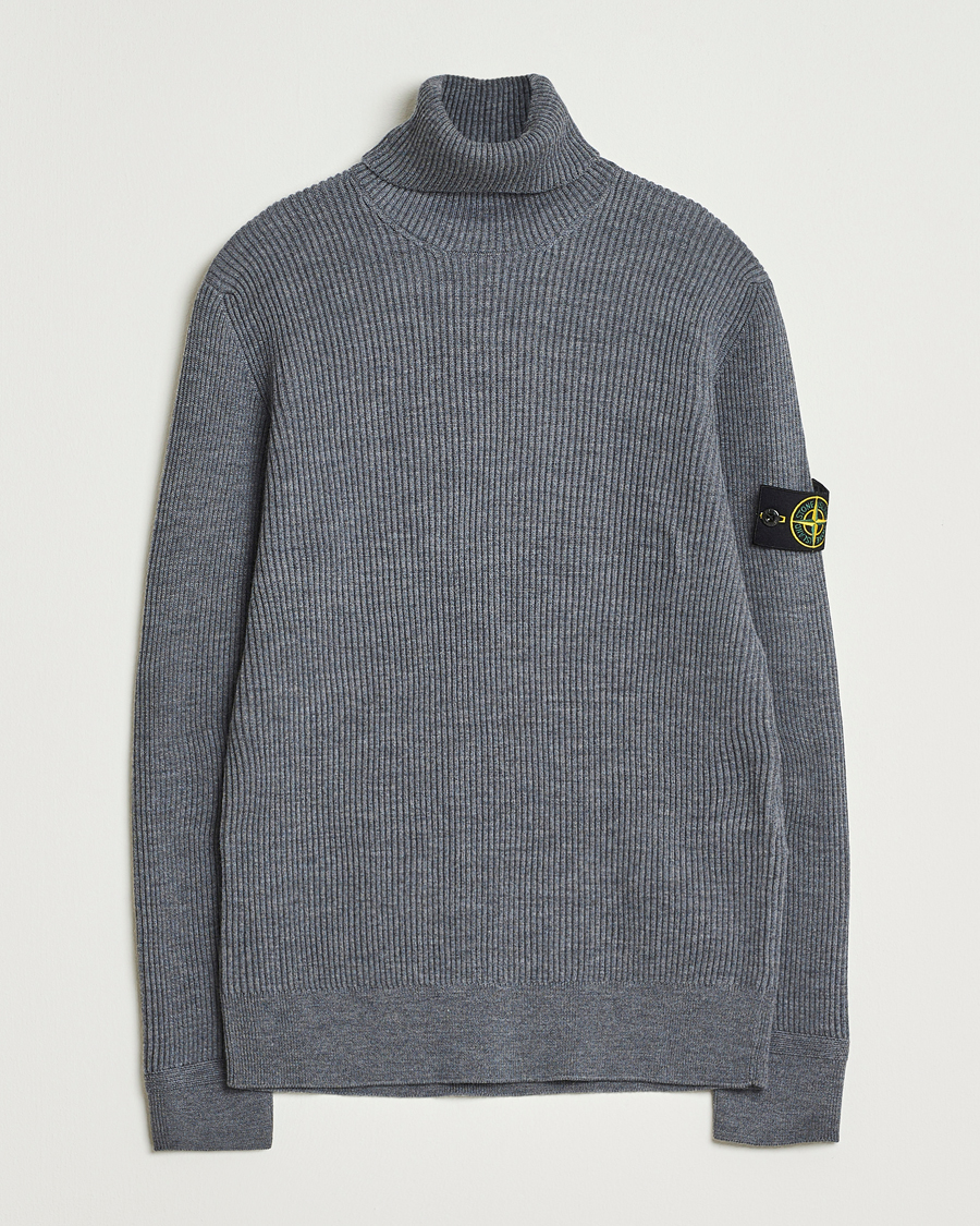 Homme | Pulls Et Tricots | Stone Island | Full Rib Wool Turtleneck Dark Grey