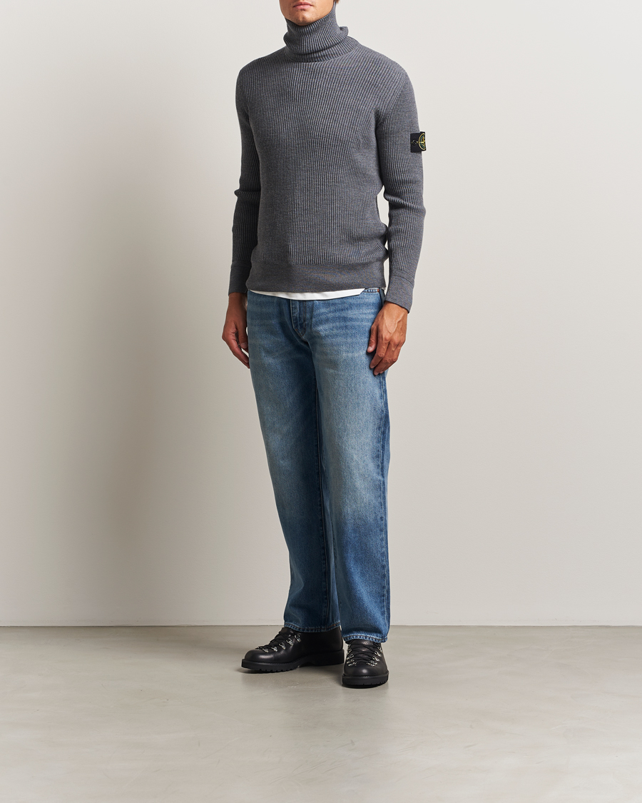 Homme | Pulls Et Tricots | Stone Island | Full Rib Wool Turtleneck Dark Grey