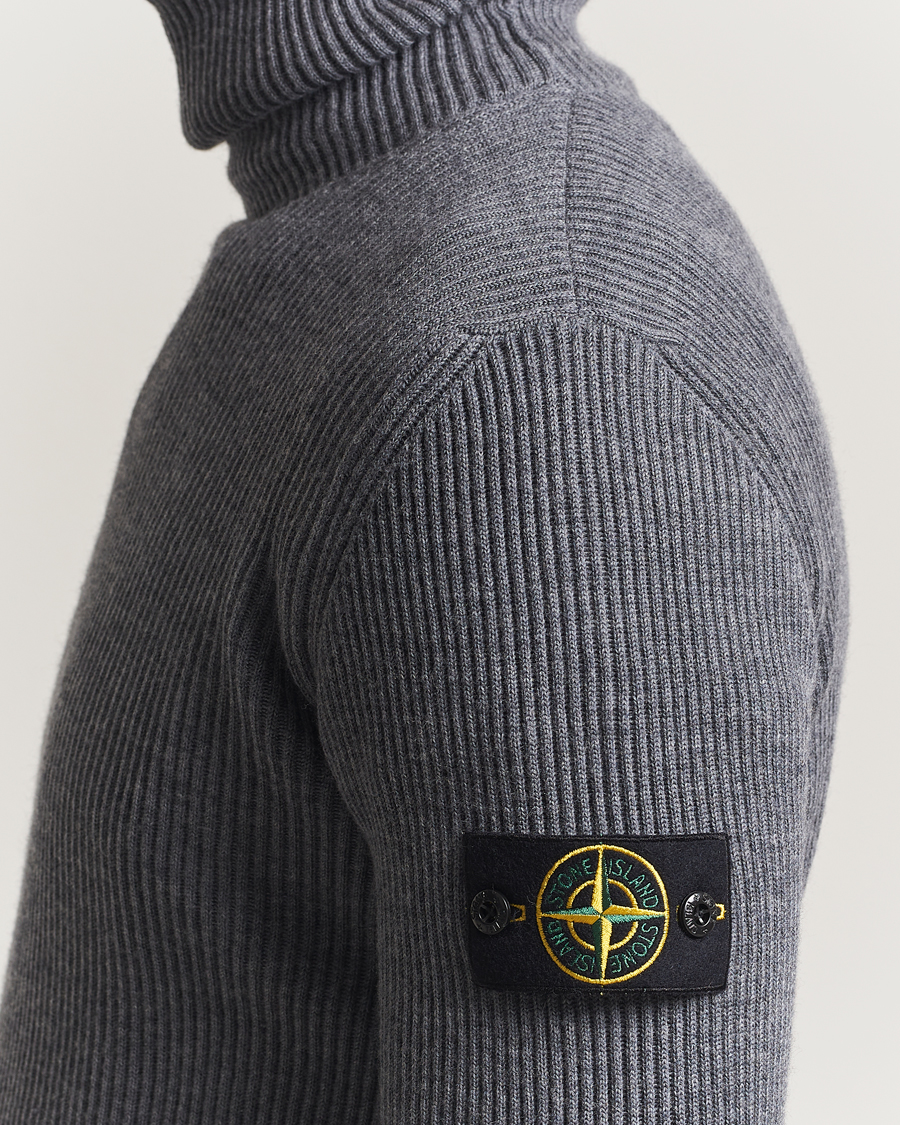 Homme | Pulls Et Tricots | Stone Island | Full Rib Wool Turtleneck Dark Grey