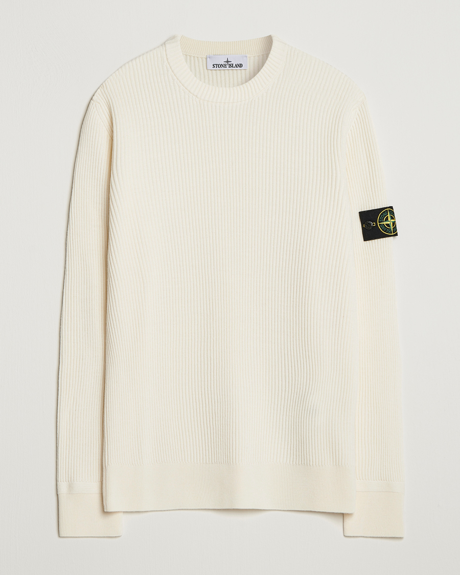 Homme | Pulls Et Tricots | Stone Island | Full Rib Crewneck Ivory