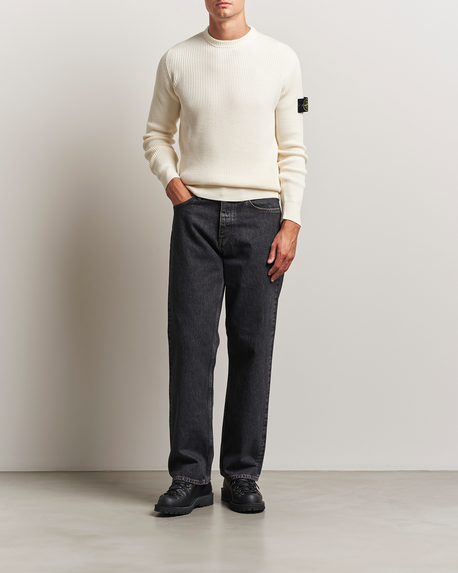 Homme | Pulls Et Tricots | Stone Island | Full Rib Crewneck Ivory