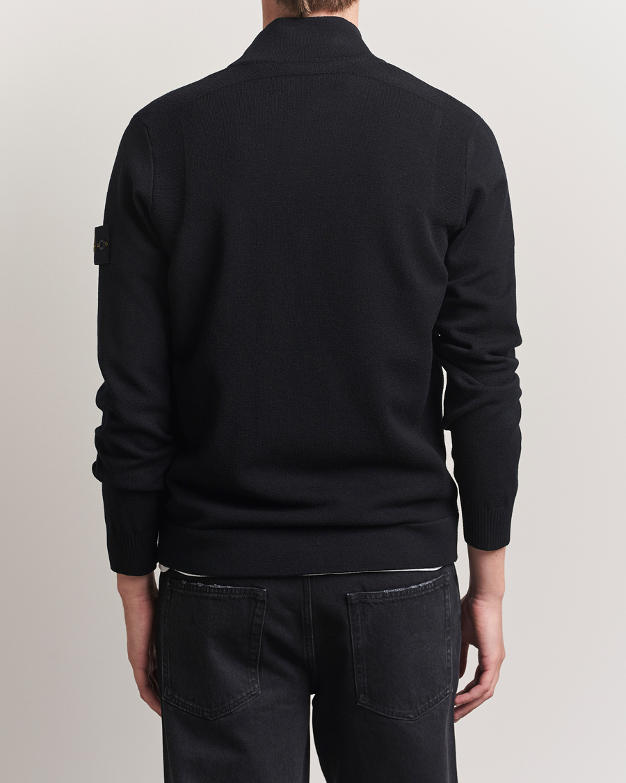 Homme | Pulls Et Tricots | Stone Island | Stretch Wool Zip Cardigan Black