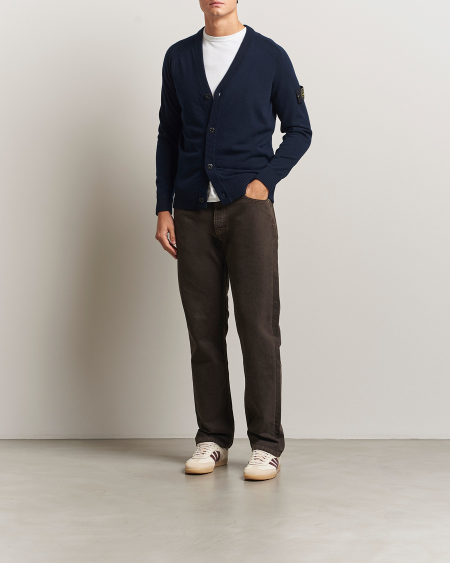 Homme | Pulls Et Tricots | Stone Island | Knitted Geelong Wool Cardigan Navy