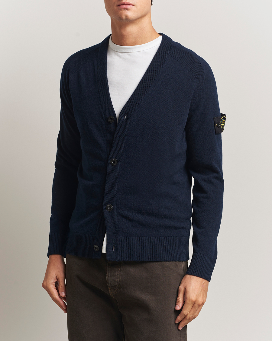 Homme | Pulls Et Tricots | Stone Island | Knitted Geelong Wool Cardigan Navy
