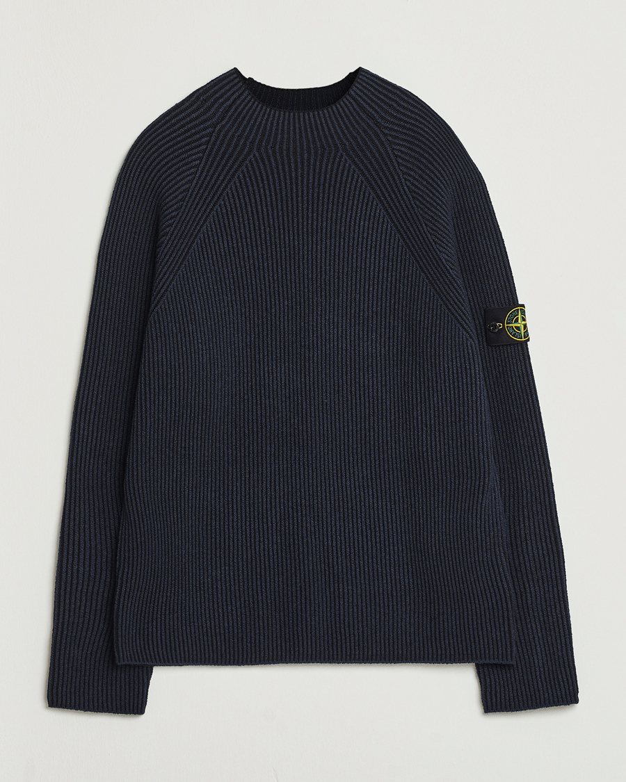 Homme | Pulls Et Tricots | Stone Island | Vanisé Full Rib Wool Crew Neck Navy