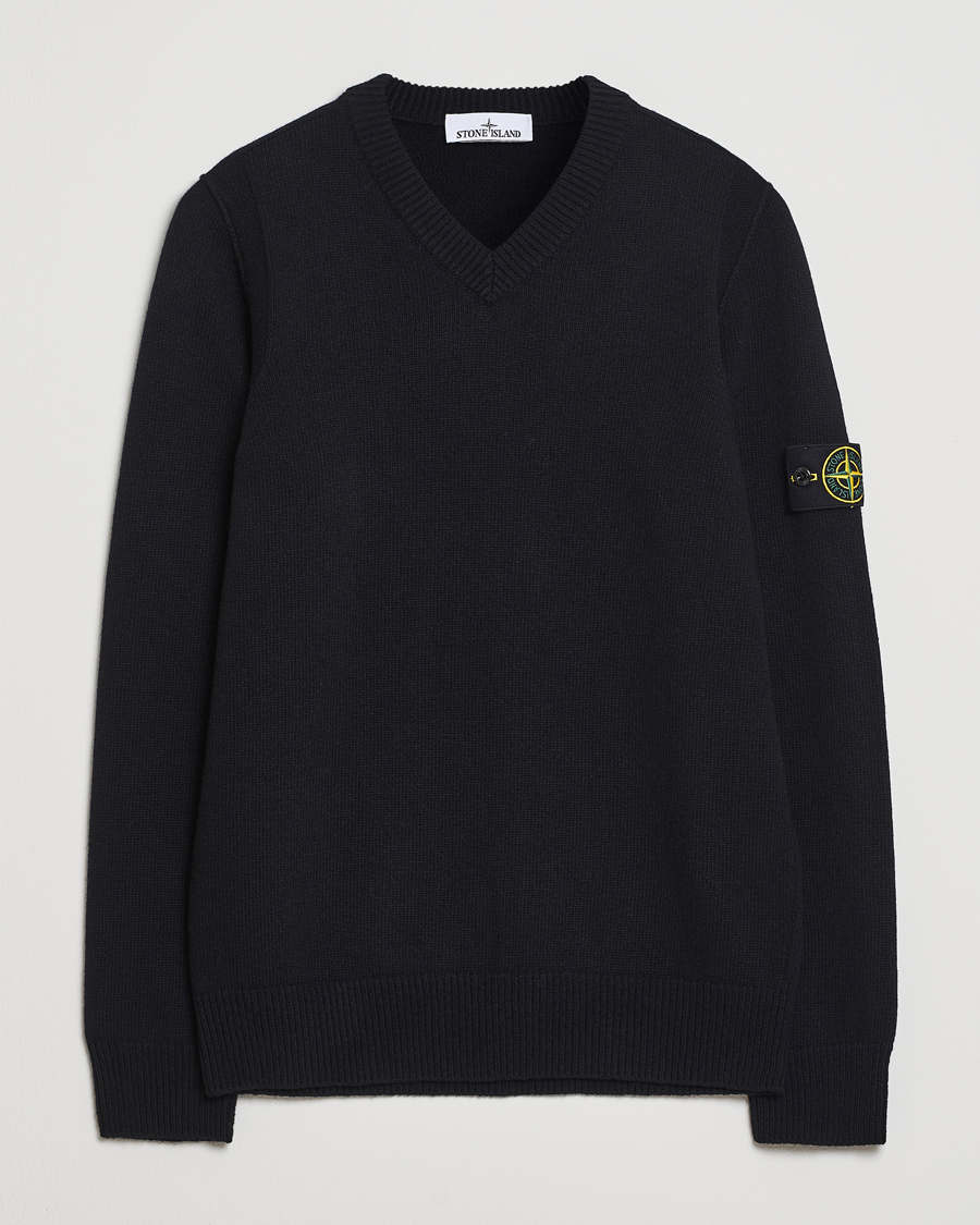 Homme | Pulls Et Tricots | Stone Island | Knitted Lambswool V-Neck Black