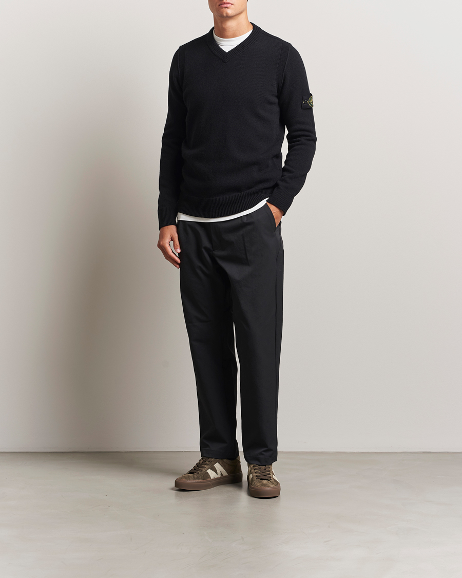 Homme | Pulls Et Tricots | Stone Island | Knitted Lambswool V-Neck Black