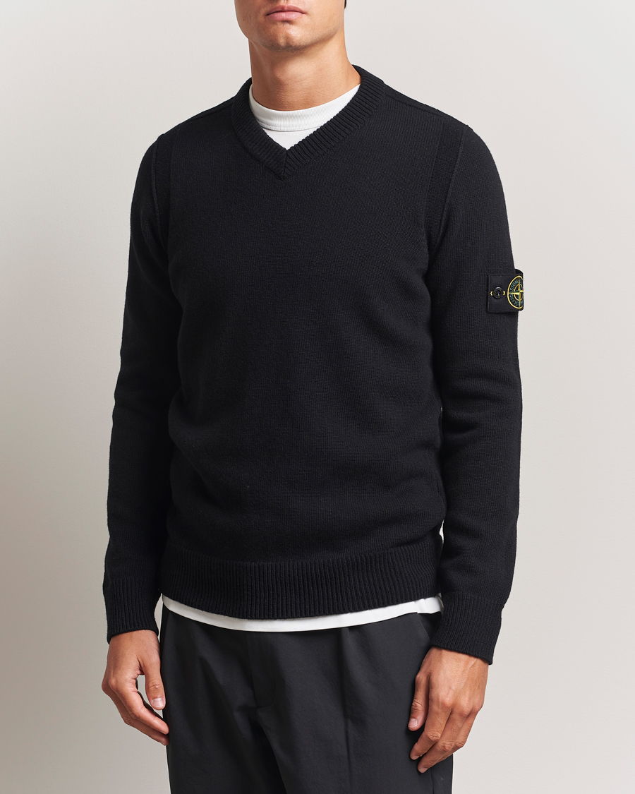 Homme | Pulls Et Tricots | Stone Island | Knitted Lambswool V-Neck Black