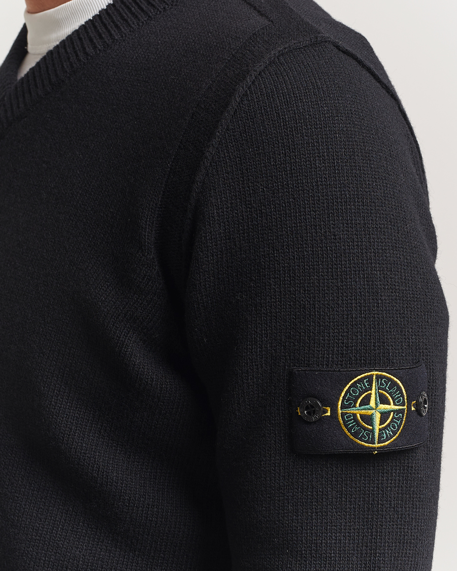 Homme | Pulls Et Tricots | Stone Island | Knitted Lambswool V-Neck Black
