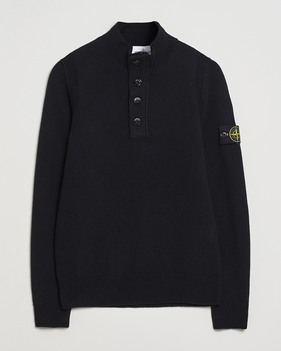 Homme | Pulls Et Tricots | Stone Island | Knitted Lambswool Half Button Zip Black