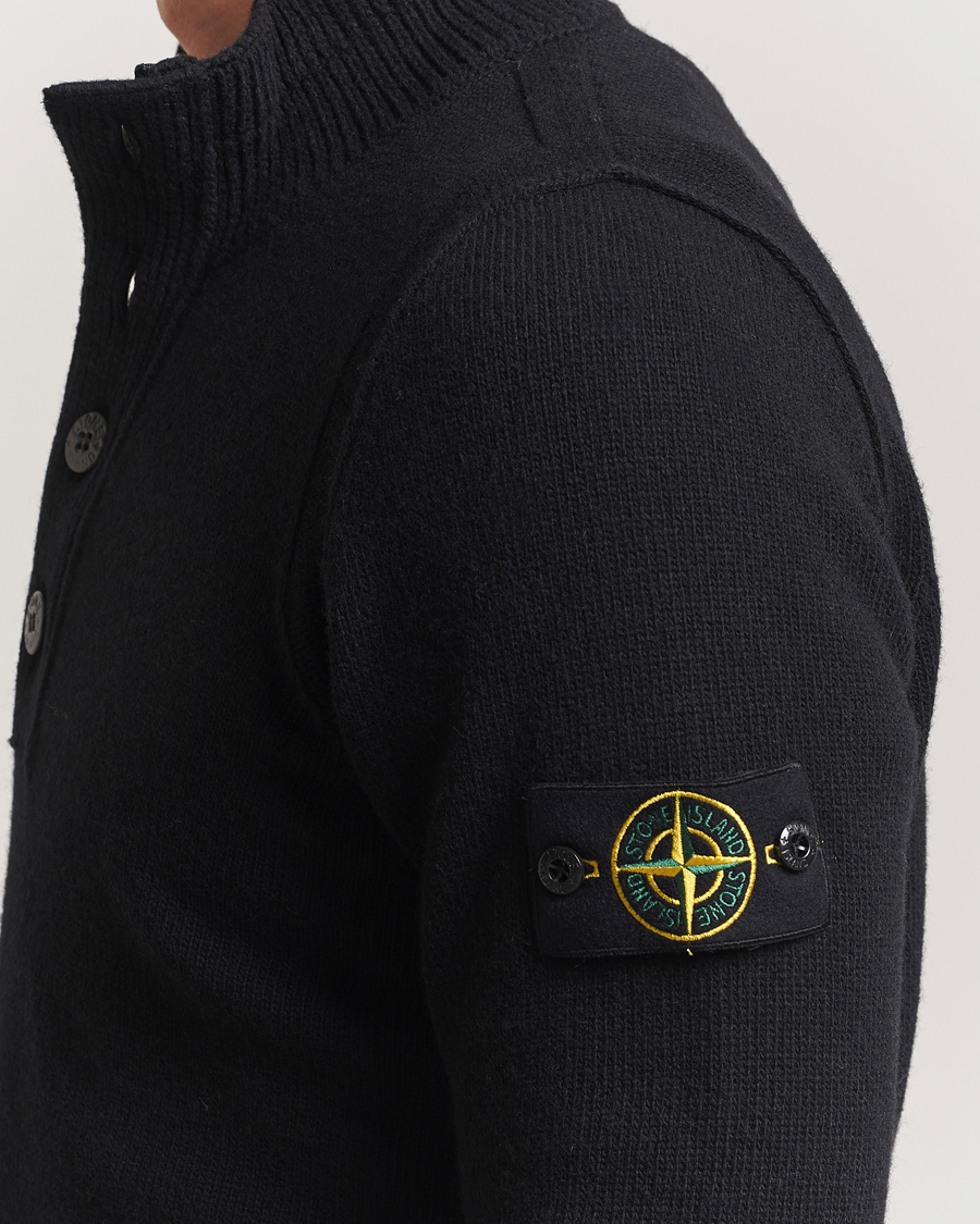 Homme | Pulls Et Tricots | Stone Island | Knitted Lambswool Half Button Zip Black