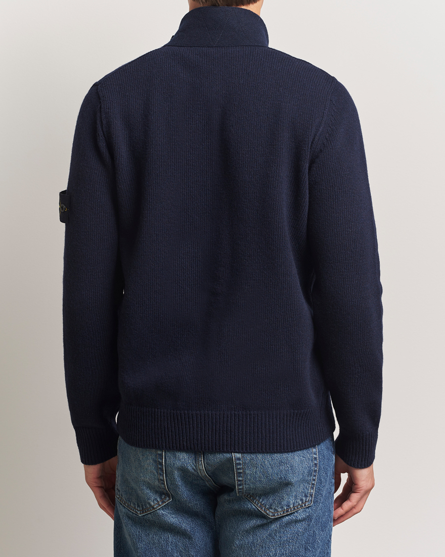 Homme | Pulls Et Tricots | Stone Island | Knitted Lambswool Zip Cardigan Navy