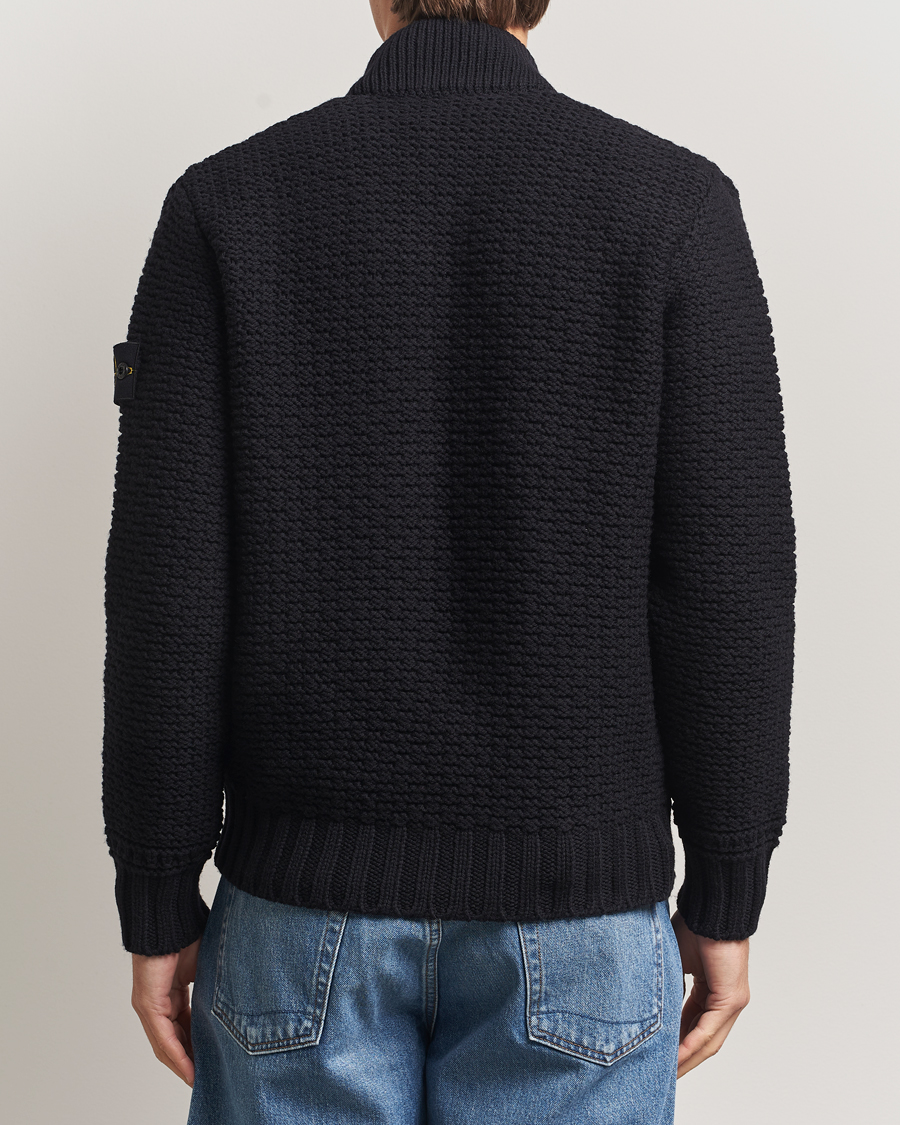 Homme | Pulls Et Tricots | Stone Island | Mixed Stiches Wool Knitted Zip Cardigan Black