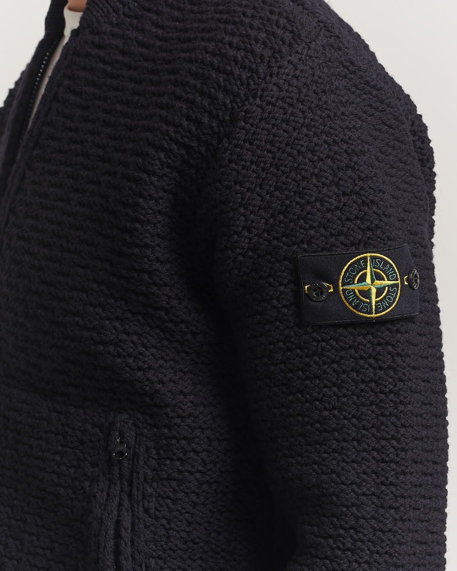 Homme | Pulls Et Tricots | Stone Island | Mixed Stiches Wool Knitted Zip Cardigan Black