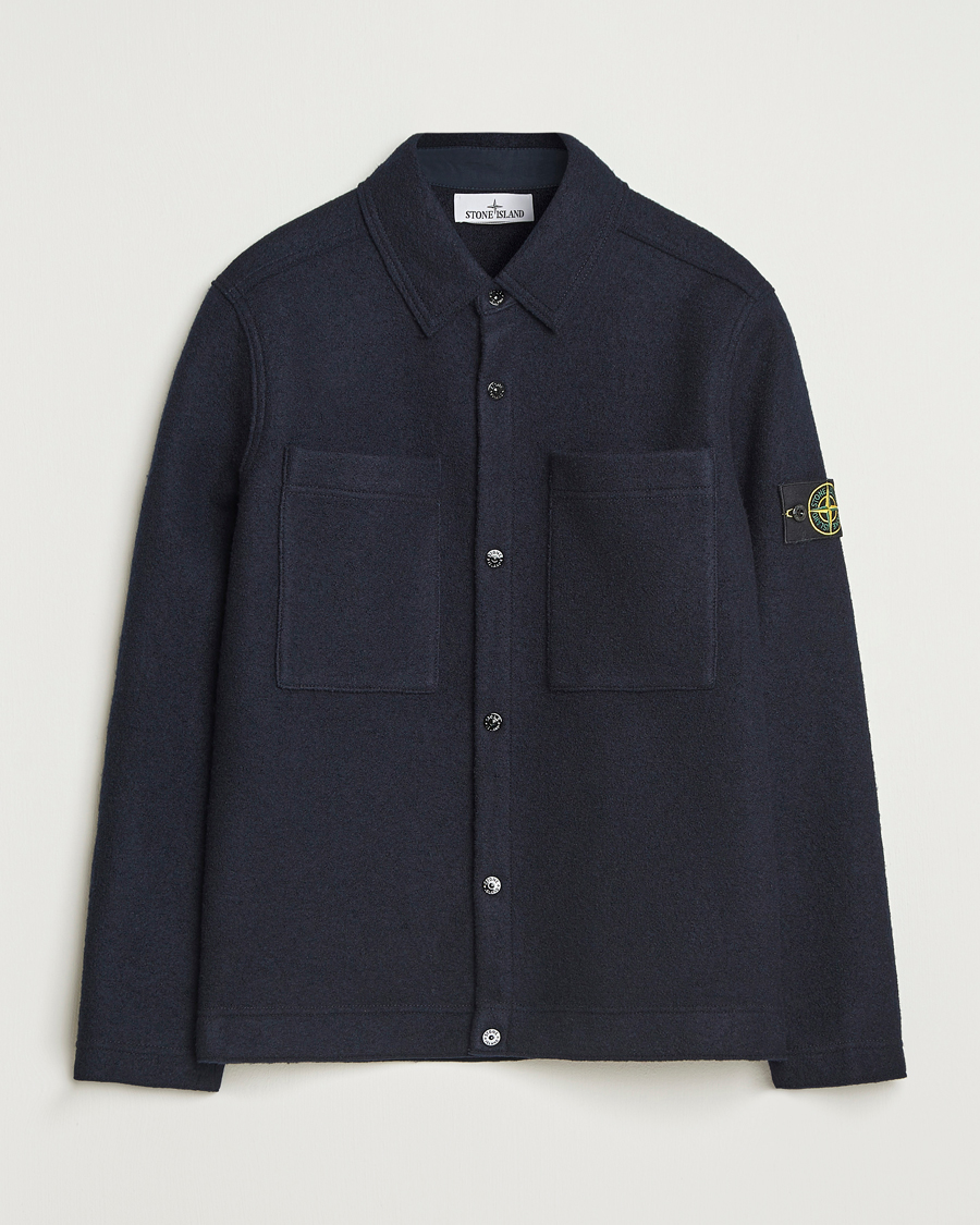 Homme | Chemises | Stone Island | Felted Wool Overshirt Navy