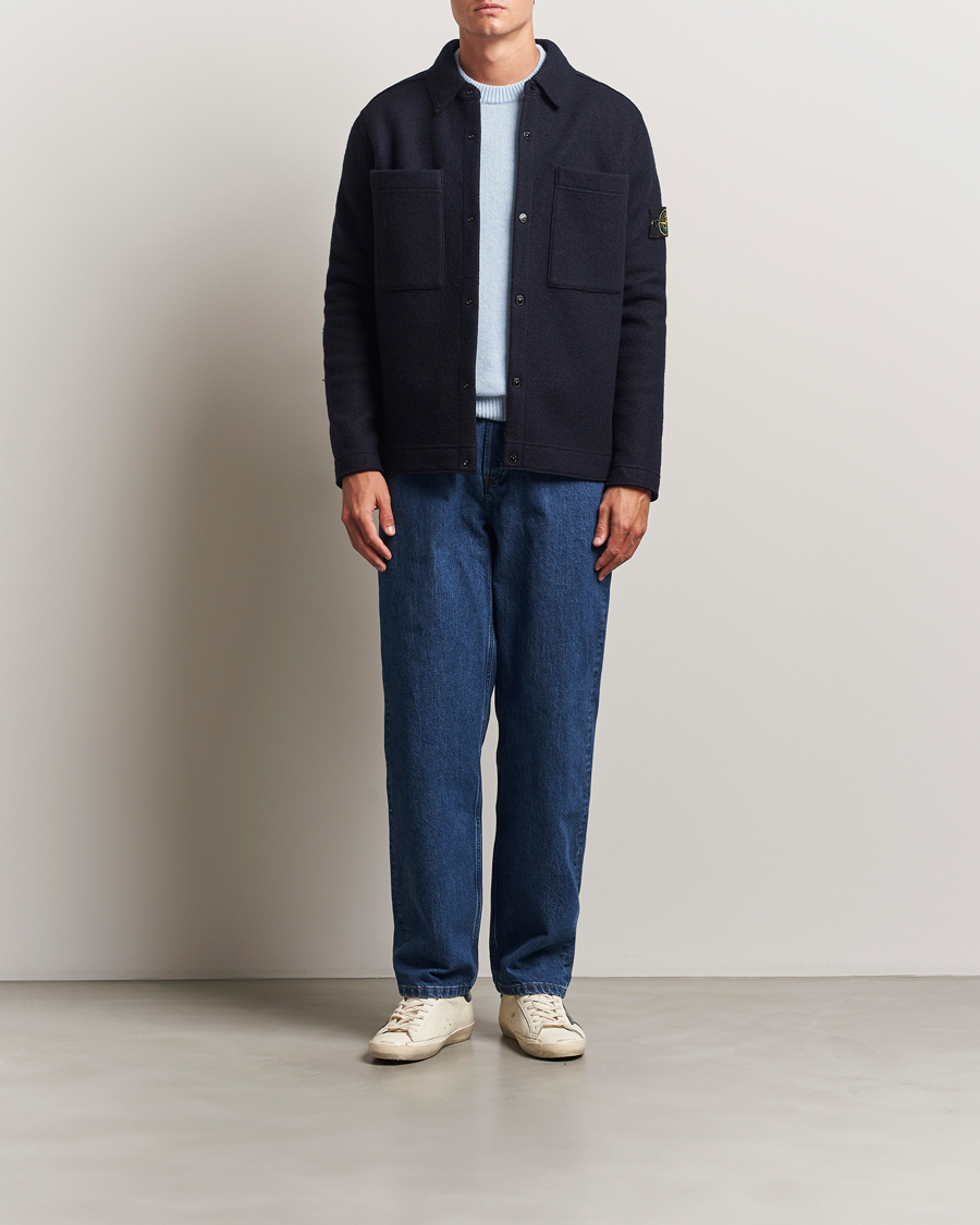 Homme | Chemises | Stone Island | Felted Wool Overshirt Navy
