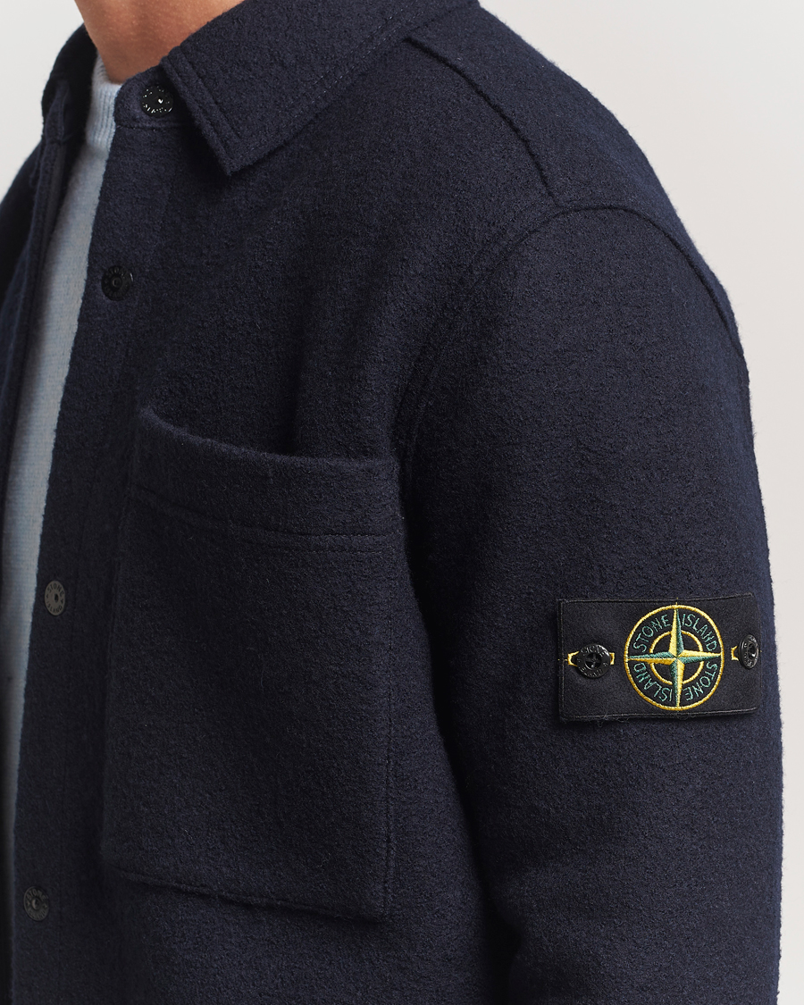 Homme | Chemises | Stone Island | Felted Wool Overshirt Navy