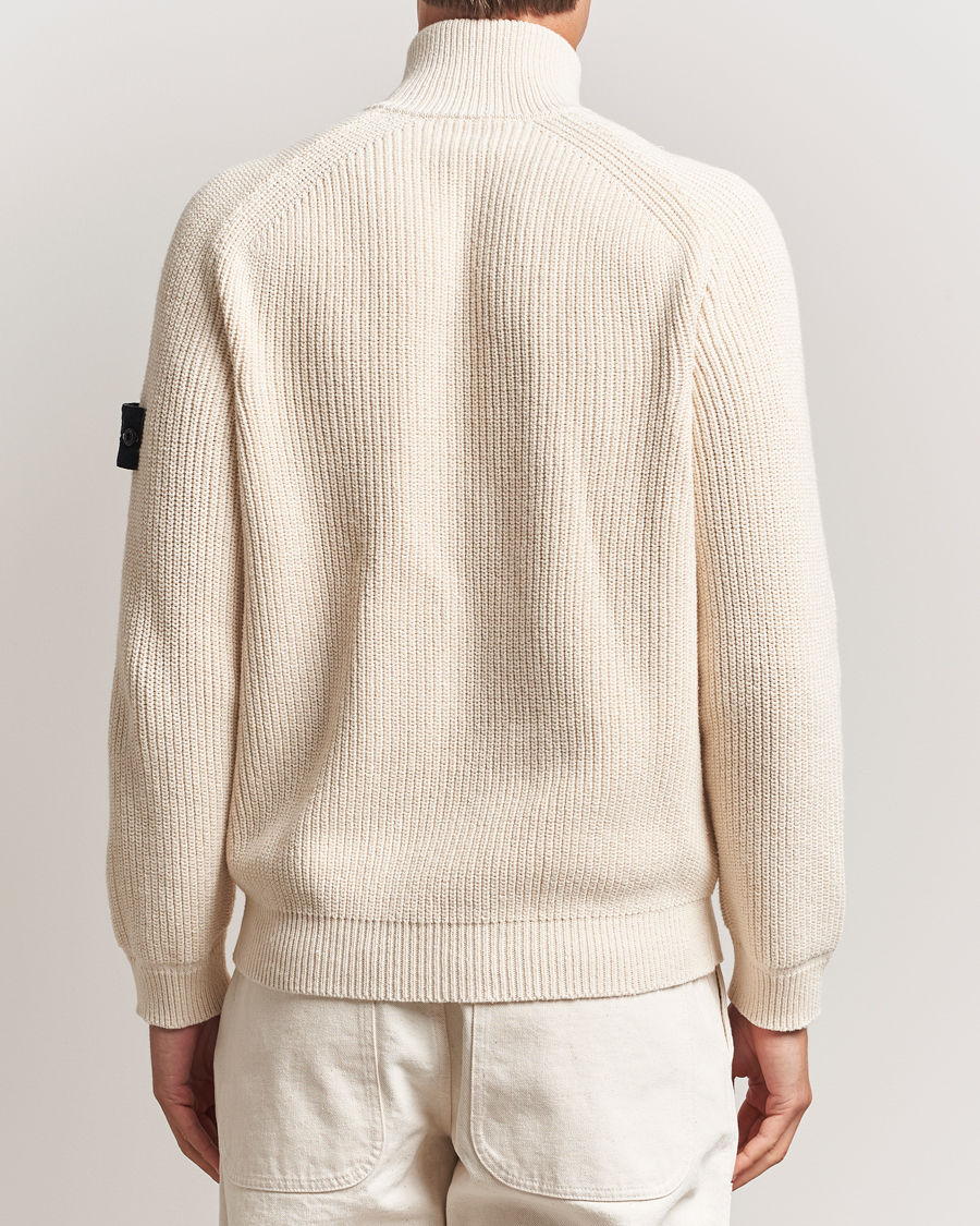 Homme | Pulls Et Tricots | Stone Island | RAW Cotton Popcorn Stitch Full Zip Ivory
