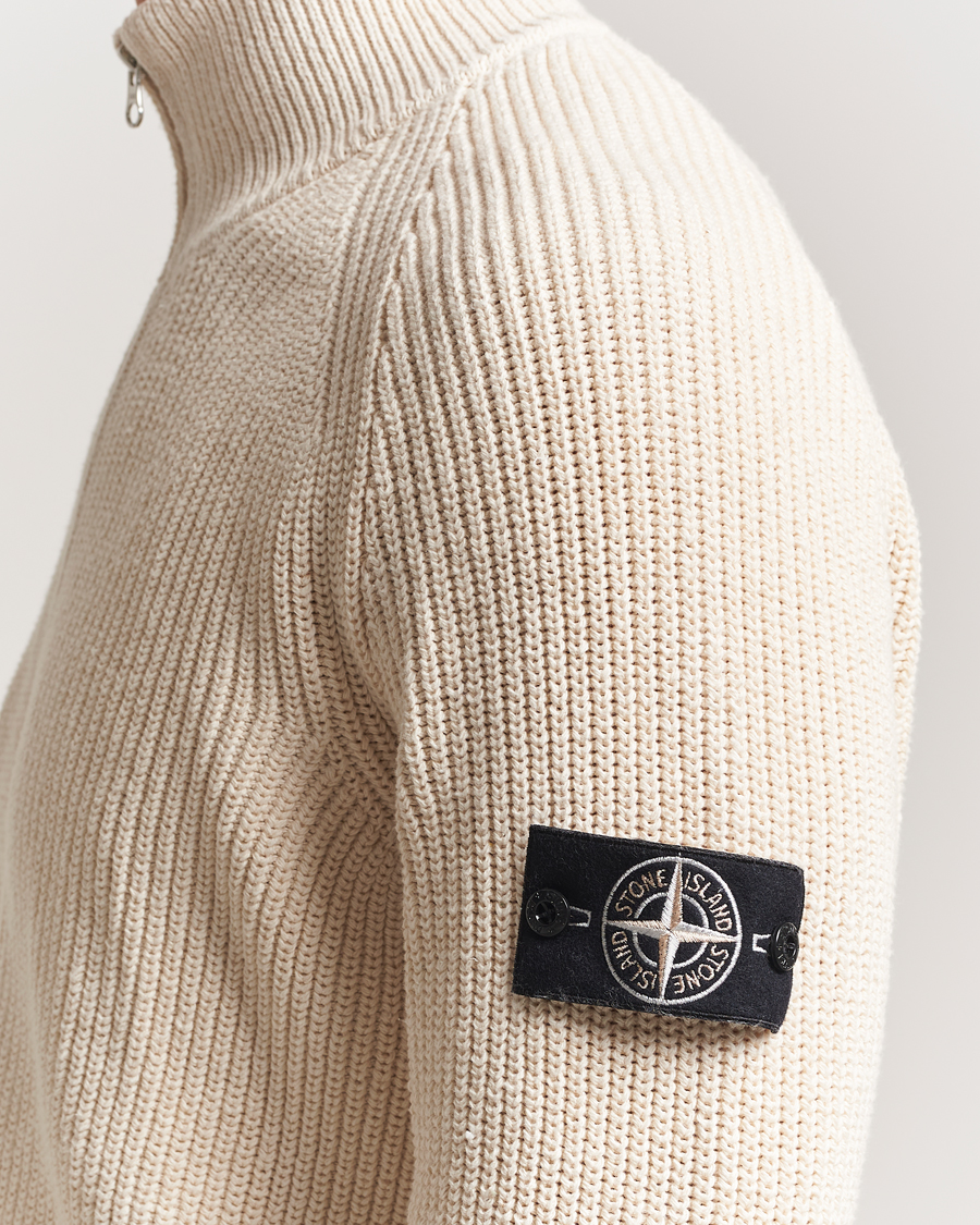 Homme | Pulls Et Tricots | Stone Island | RAW Cotton Popcorn Stitch Full Zip Ivory