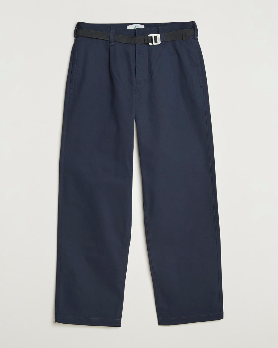 Homme | Pantalons | Stone Island | Marina Yard Dyed Stretch Gabardine Trousers Navy