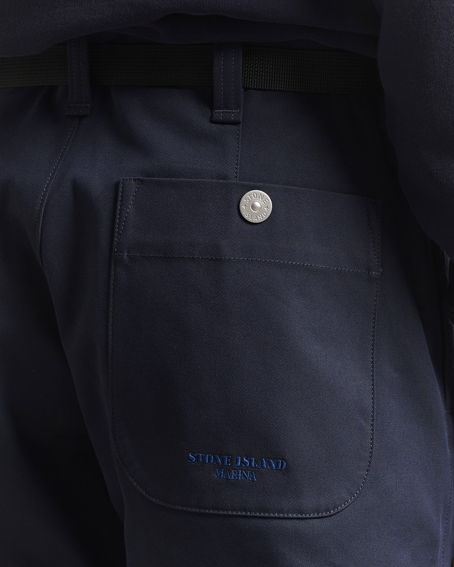 Homme | Pantalons | Stone Island | Marina Yard Dyed Stretch Gabardine Trousers Navy
