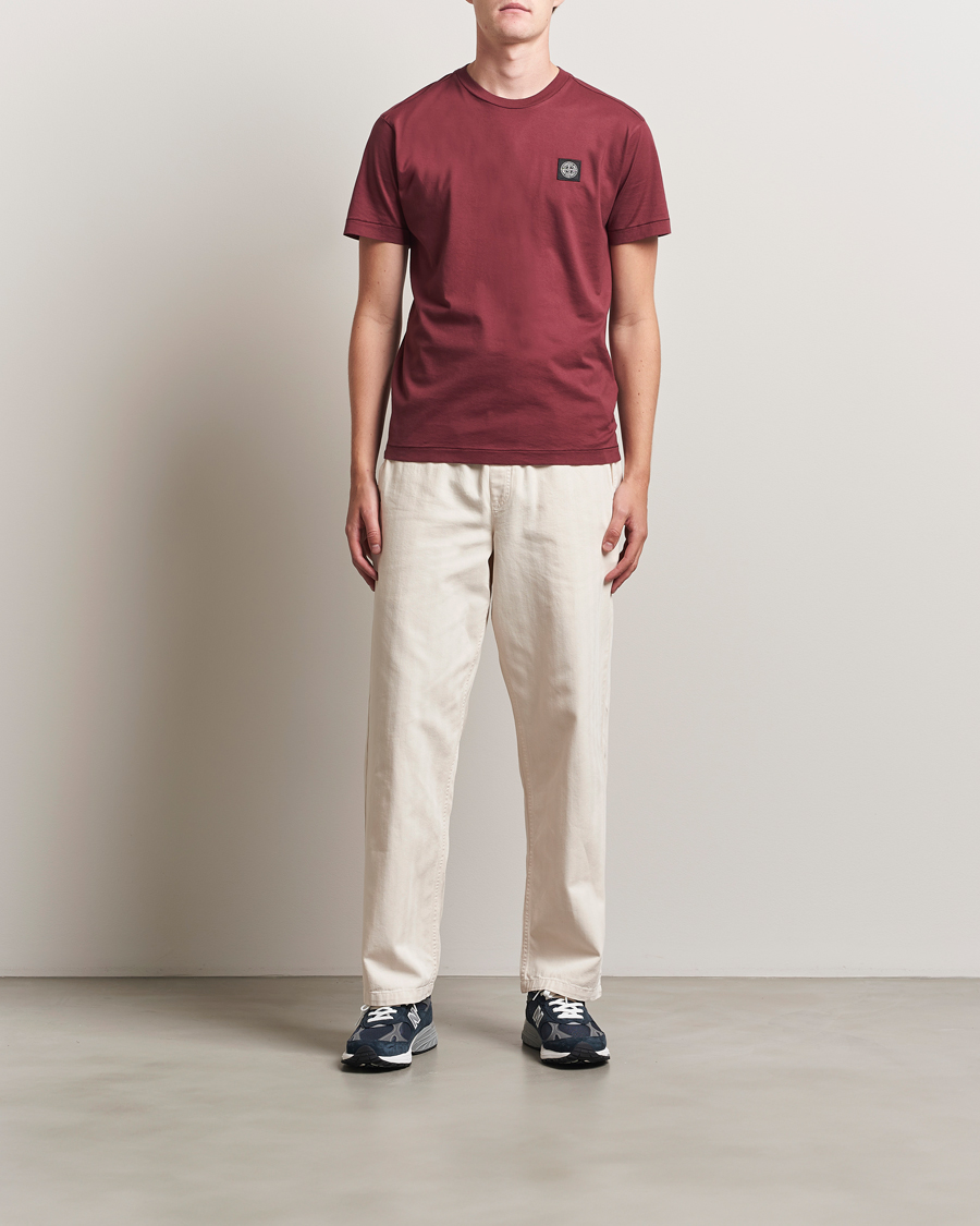 Homme | T-shirts | Stone Island | Garment Dyed Cotton Jersey T-Shirt Burgundy