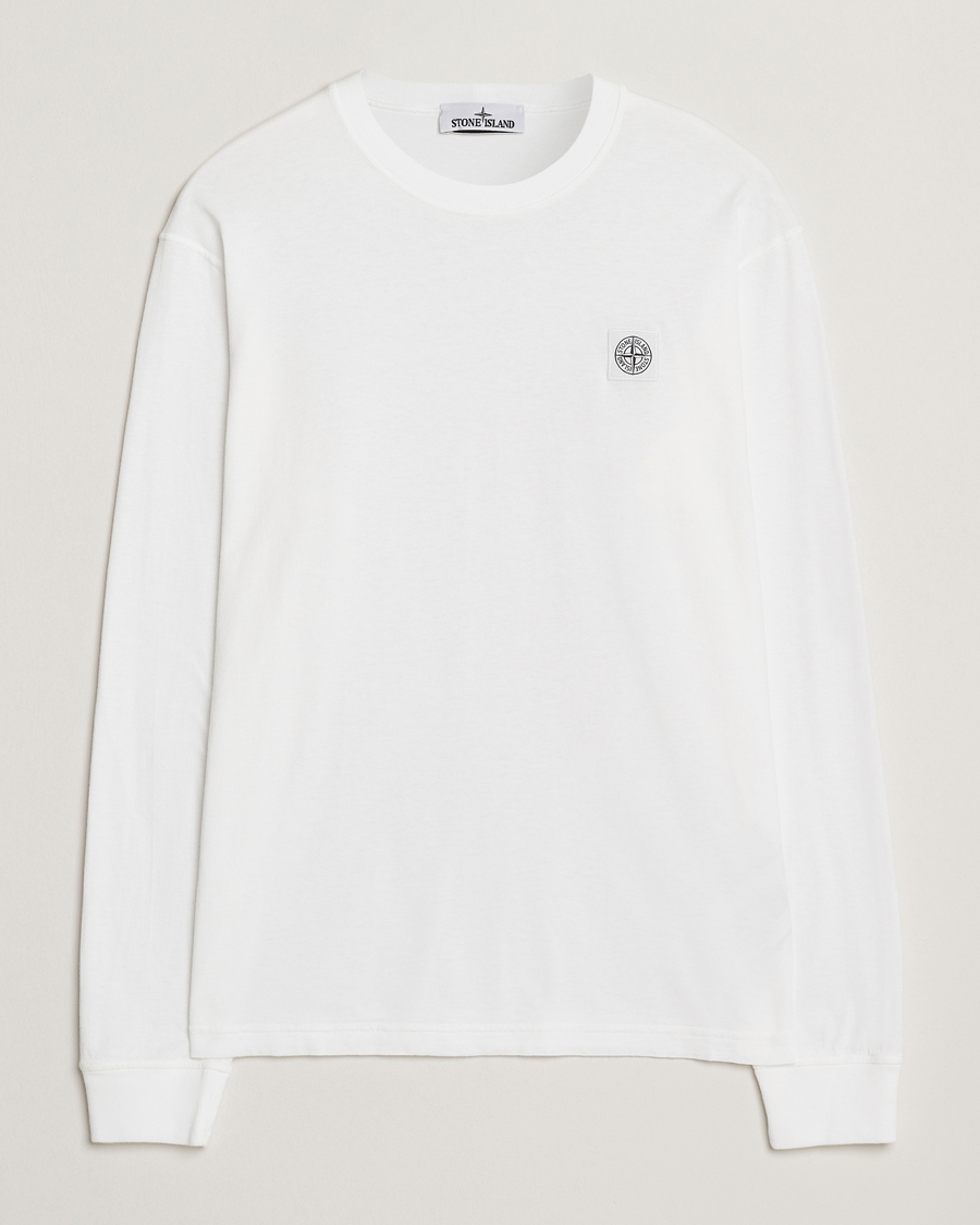 Homme | T-shirts | Stone Island | Long Sleeve Garment Dyed Cotton Jersey T-Shirt White