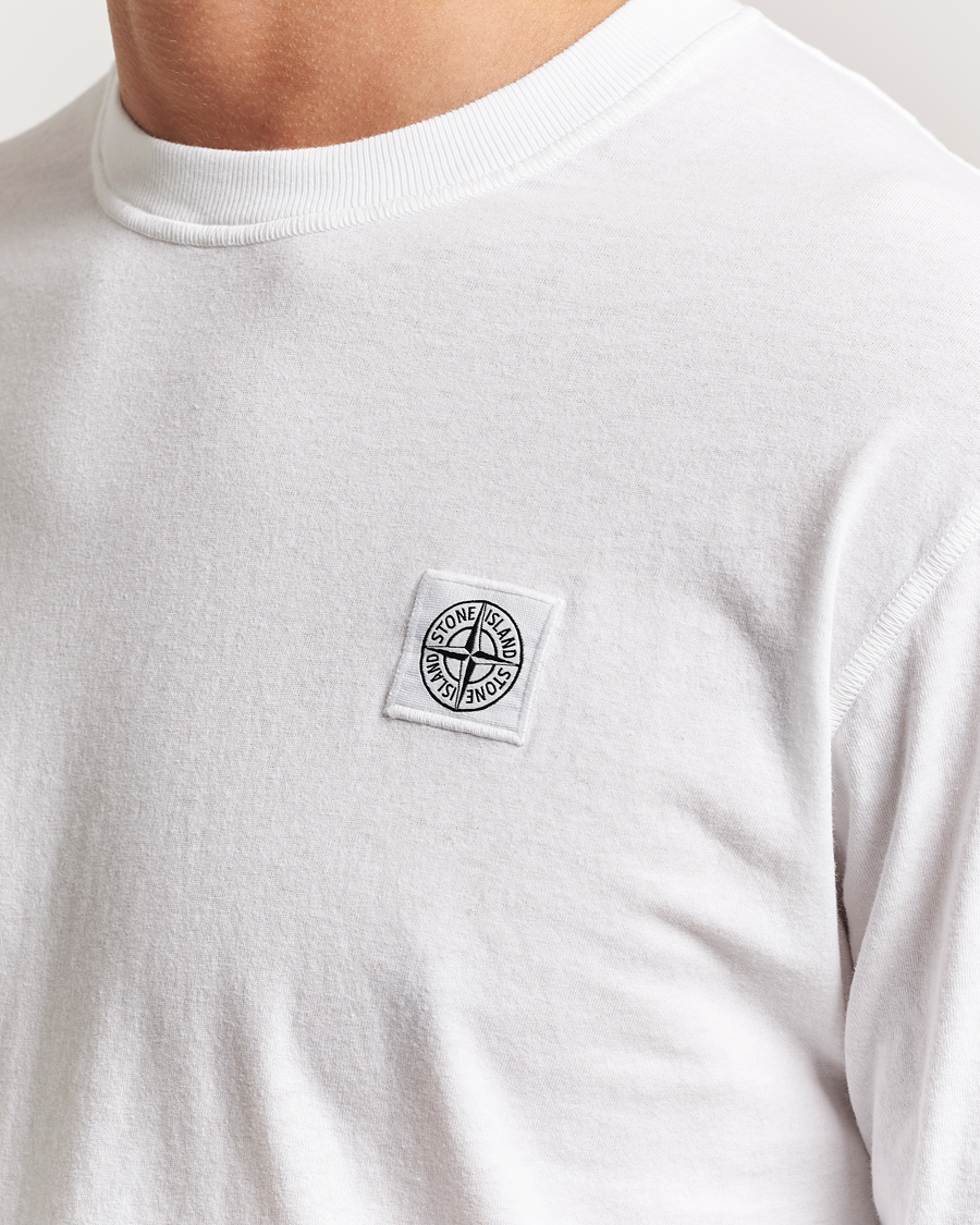 Homme | T-shirts | Stone Island | Long Sleeve Garment Dyed Cotton Jersey T-Shirt White