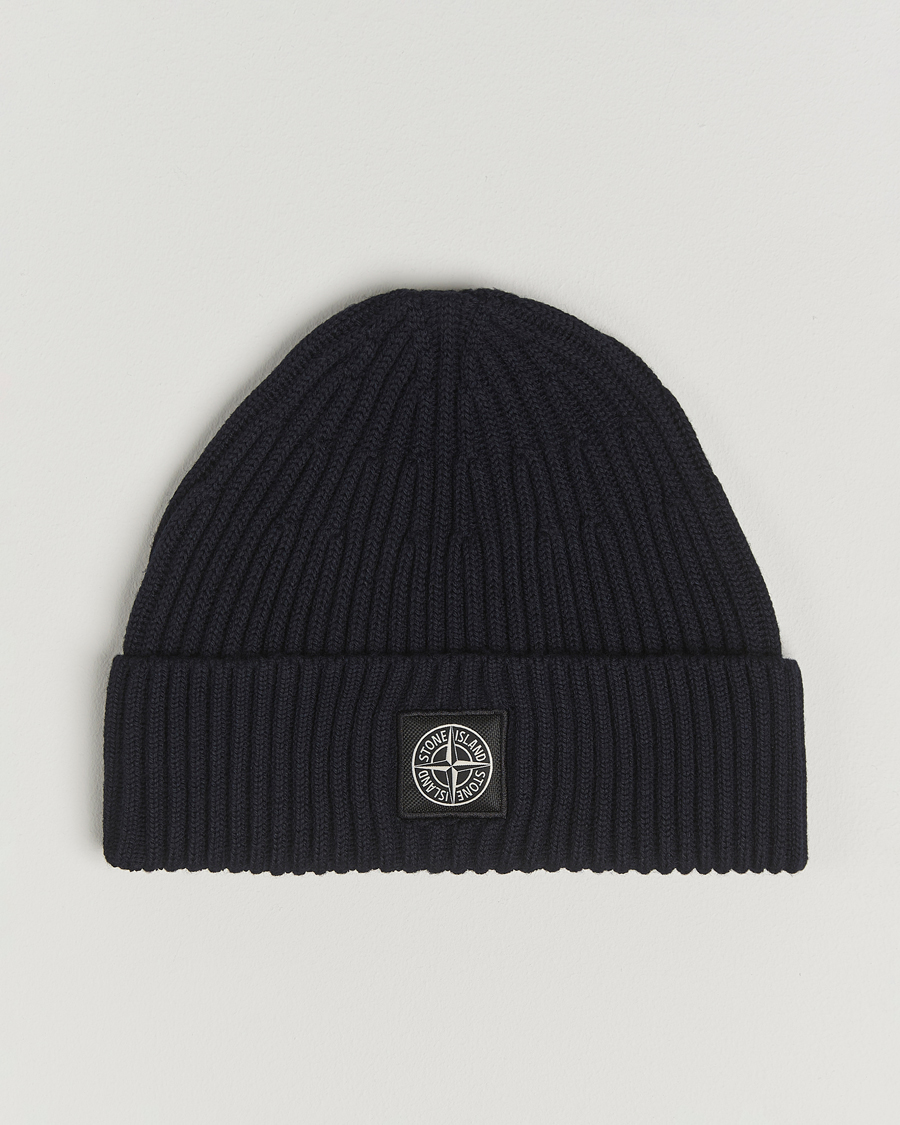 Homme | Bonnets | Stone Island | Full Rib Wool Beanie Navy