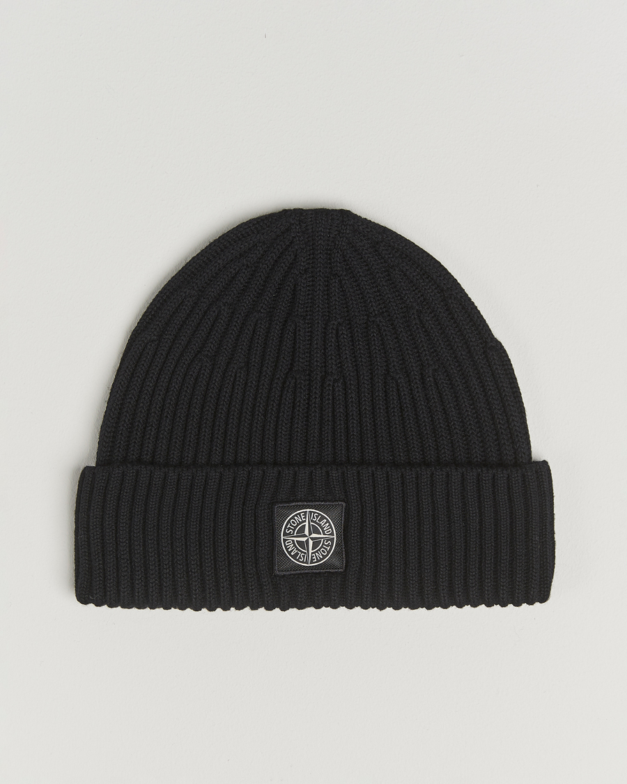 Homme | Bonnets | Stone Island | Full Rib Wool Beanie Black
